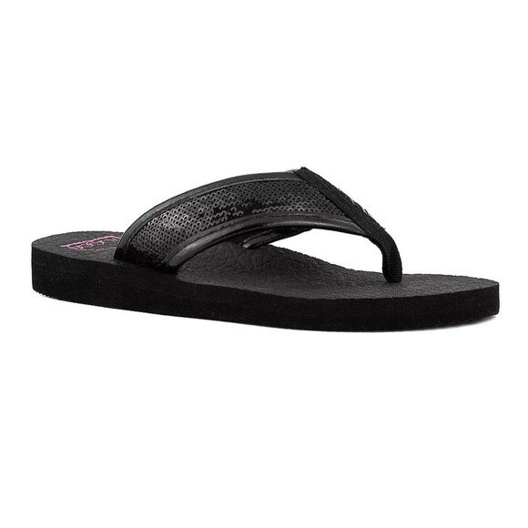 Sugar Suzey Women's Black Sequins Flip Flops Thong Sandals Size 10 - Picture 1 of 3